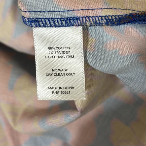 Alden Adair Oliver Top L Blue Red Floral Pleated Puff Sleeve Boho Blouse - Picture 11 of 12